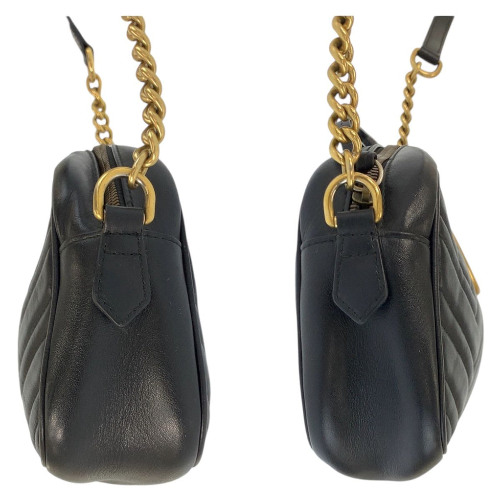 Gucci GG Marmont Camera Bag Black Gold Leather — view 7