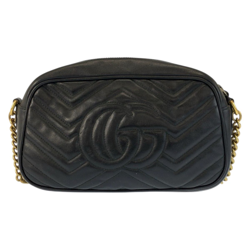 Gucci GG Marmont Camera Bag Black Gold Leather — view 2