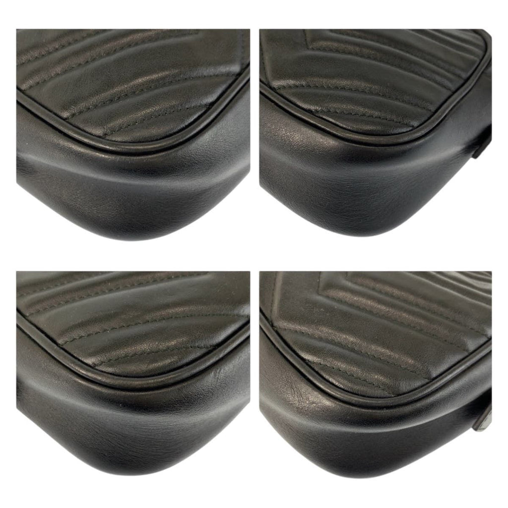 Gucci GG Marmont Camera Bag Black Gold Leather — view 4
