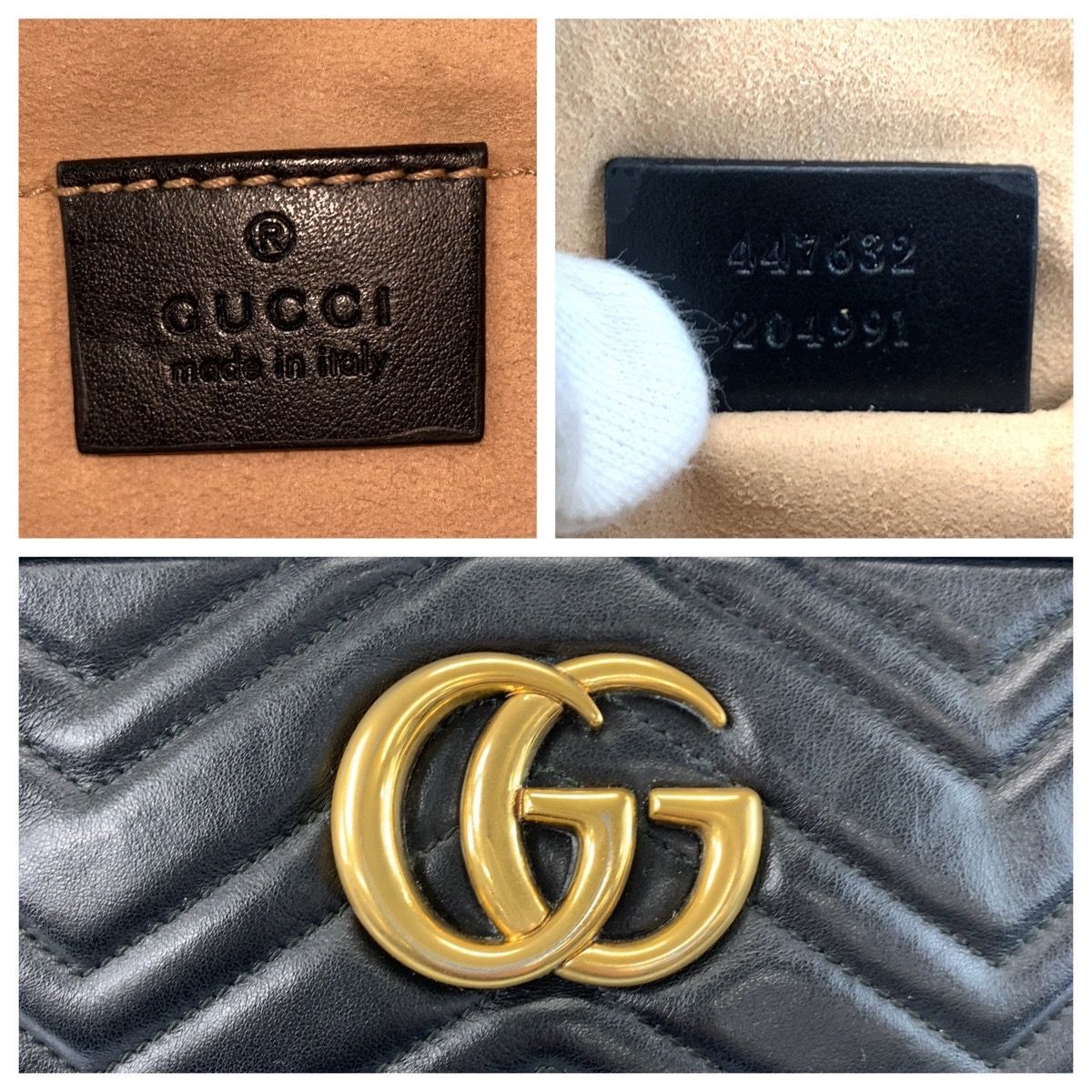 Gucci GG Marmont Camera Bag Black Gold Leather — view 3