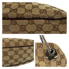 Gucci Beige Brown Silver GG Canvas Leather Shoulder Bag Tote — view 5