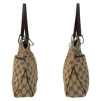 Gucci Beige Brown Silver GG Canvas Leather Shoulder Bag Tote — view 7