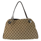 Gucci Beige Brown Silver GG Canvas Leather Shoulder Bag Tote — view 2