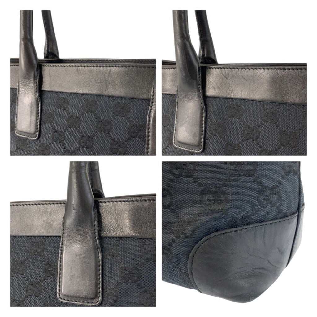 Gucci Black GG Canvas Leather 002 Tote — view 5
