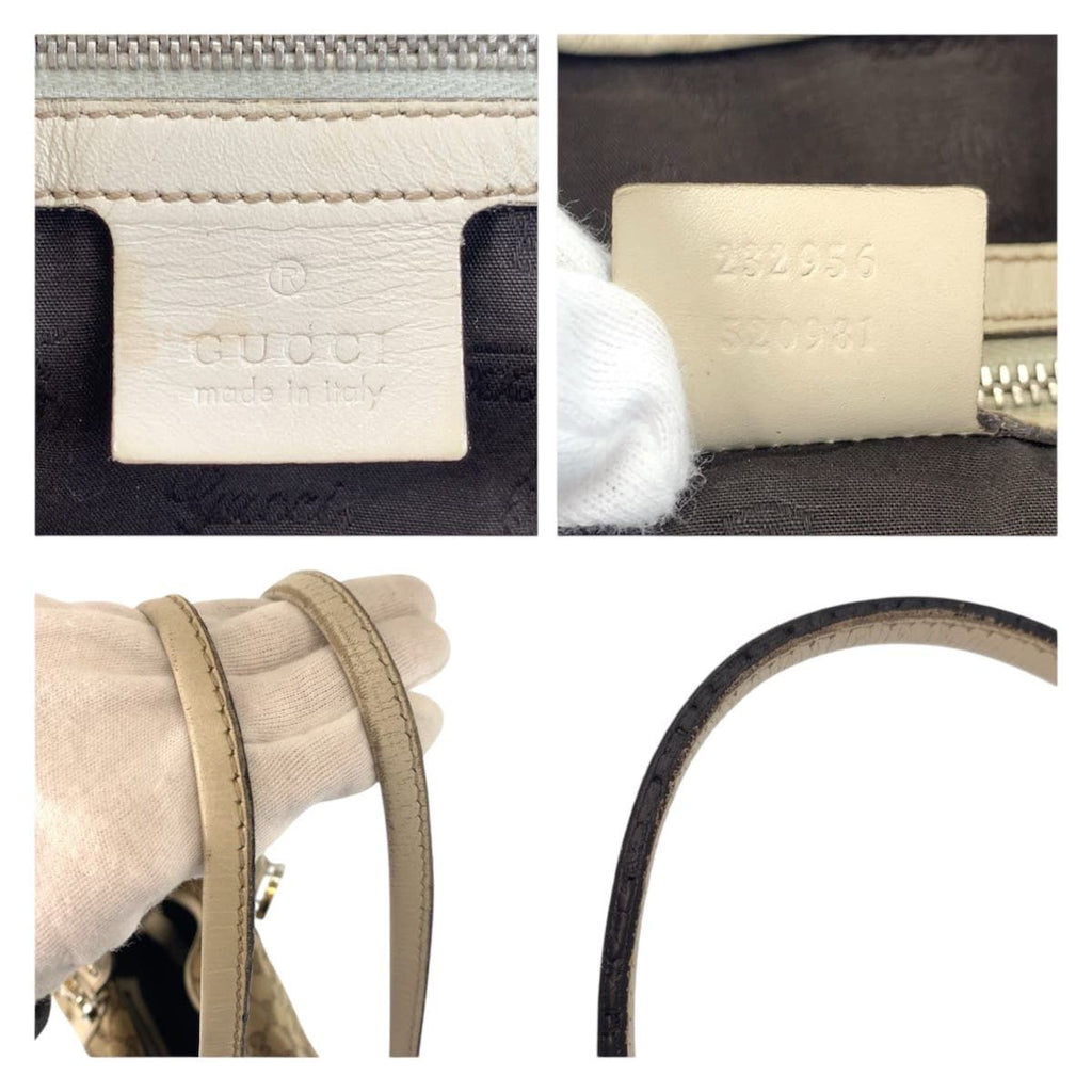 Gucci GG Twins Beige White Gold Canvas Leather Tote — view 3