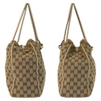 Gucci GG Twins Beige White Gold Canvas Leather Tote — view 8