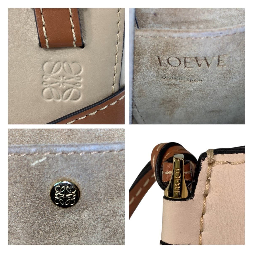 Loewe Gate Top Handle Beige Brown Gold Leather Handbag — view 3