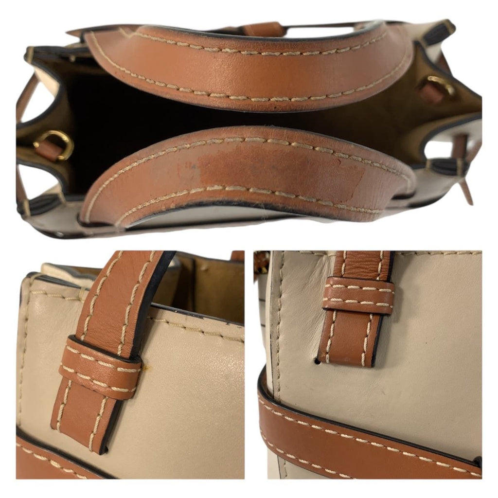 Loewe Gate Top Handle Beige Brown Gold Leather Handbag — view 6