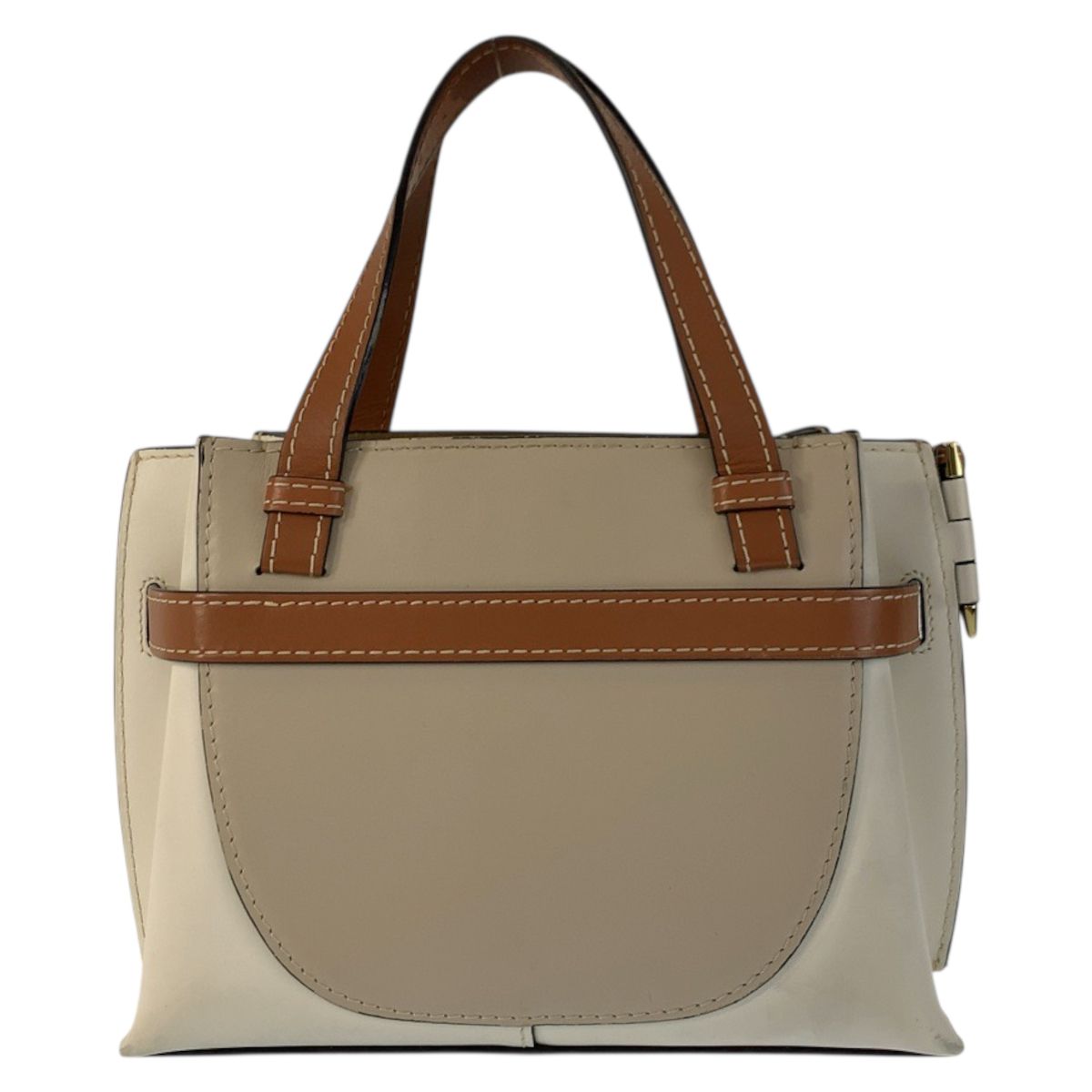 Loewe Gate Top Handle Beige Brown Gold Leather Handbag — view 2