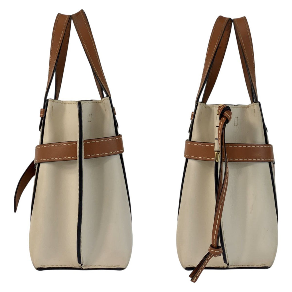 Loewe Gate Top Handle Beige Brown Gold Leather Handbag — view 8