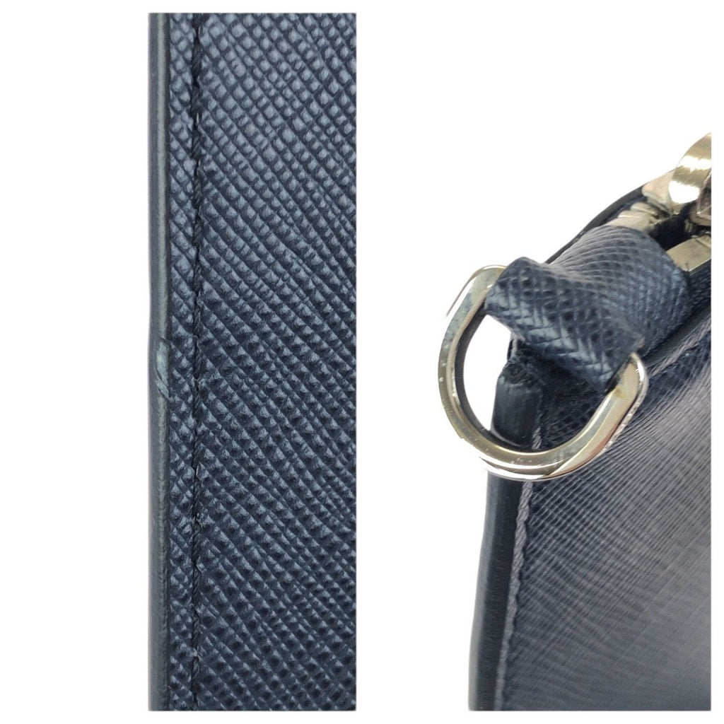 Prada Saffiano Navy Orange Silver Leather Clutch Navyorange — view 6