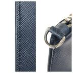 Prada Saffiano Navy Orange Silver Leather Clutch Navyorange — view 6