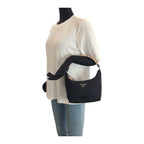 Prada Tessuto Black Silver Nylon Handbag — view 7