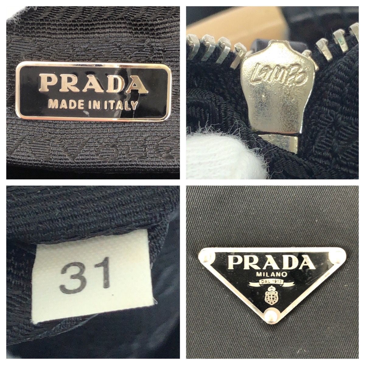 Prada Tessuto Black Silver Nylon Handbag — view 4