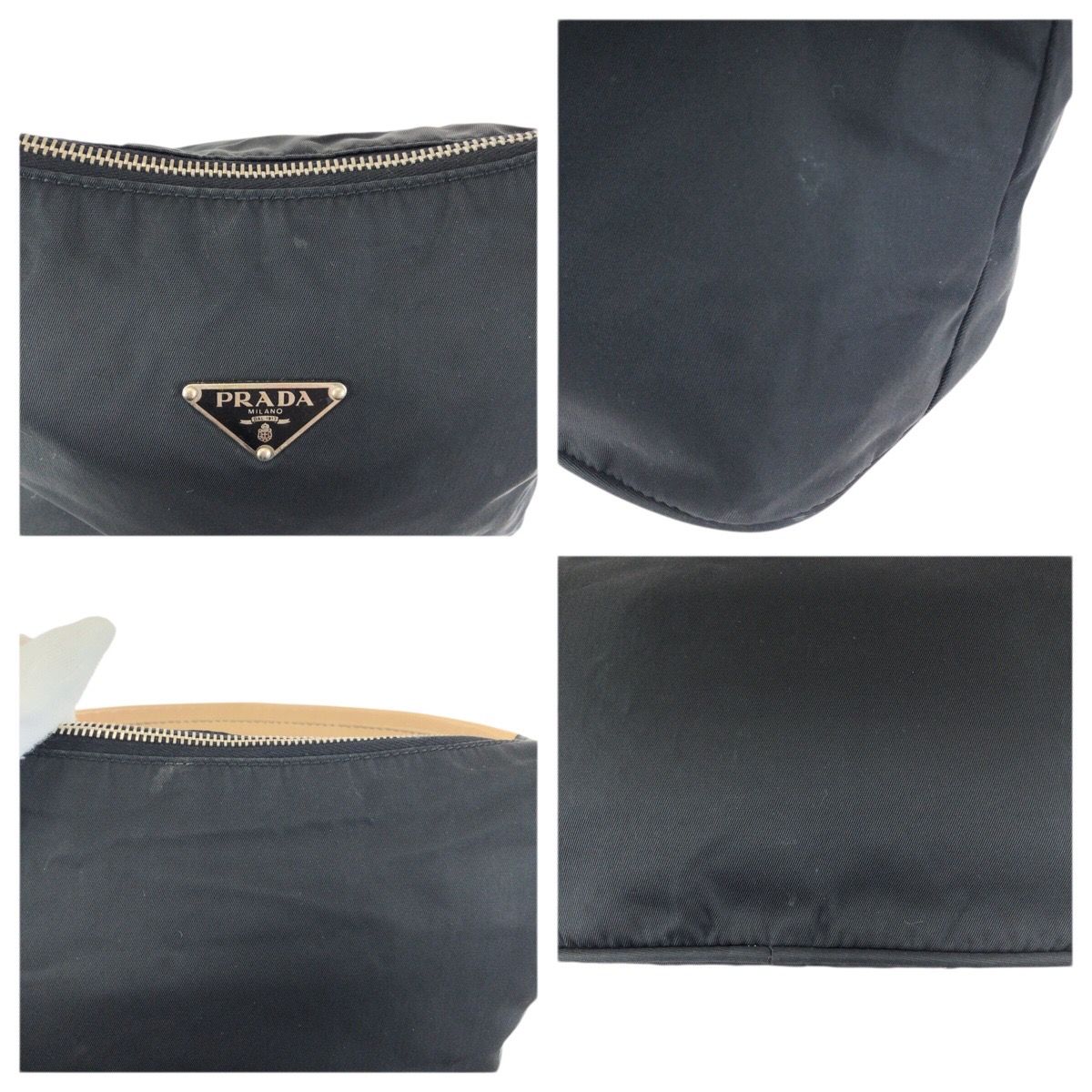 Prada Tessuto Black Silver Nylon Handbag — view 5
