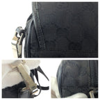 Gucci Black Silver GG Canvas Leather Shoulder Bag — view 6