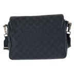 Gucci Black Silver GG Canvas Leather Shoulder Bag — view 2