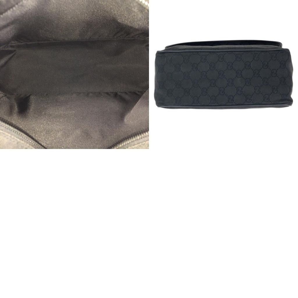 Gucci Black Silver GG Canvas Leather Shoulder Bag — view 9