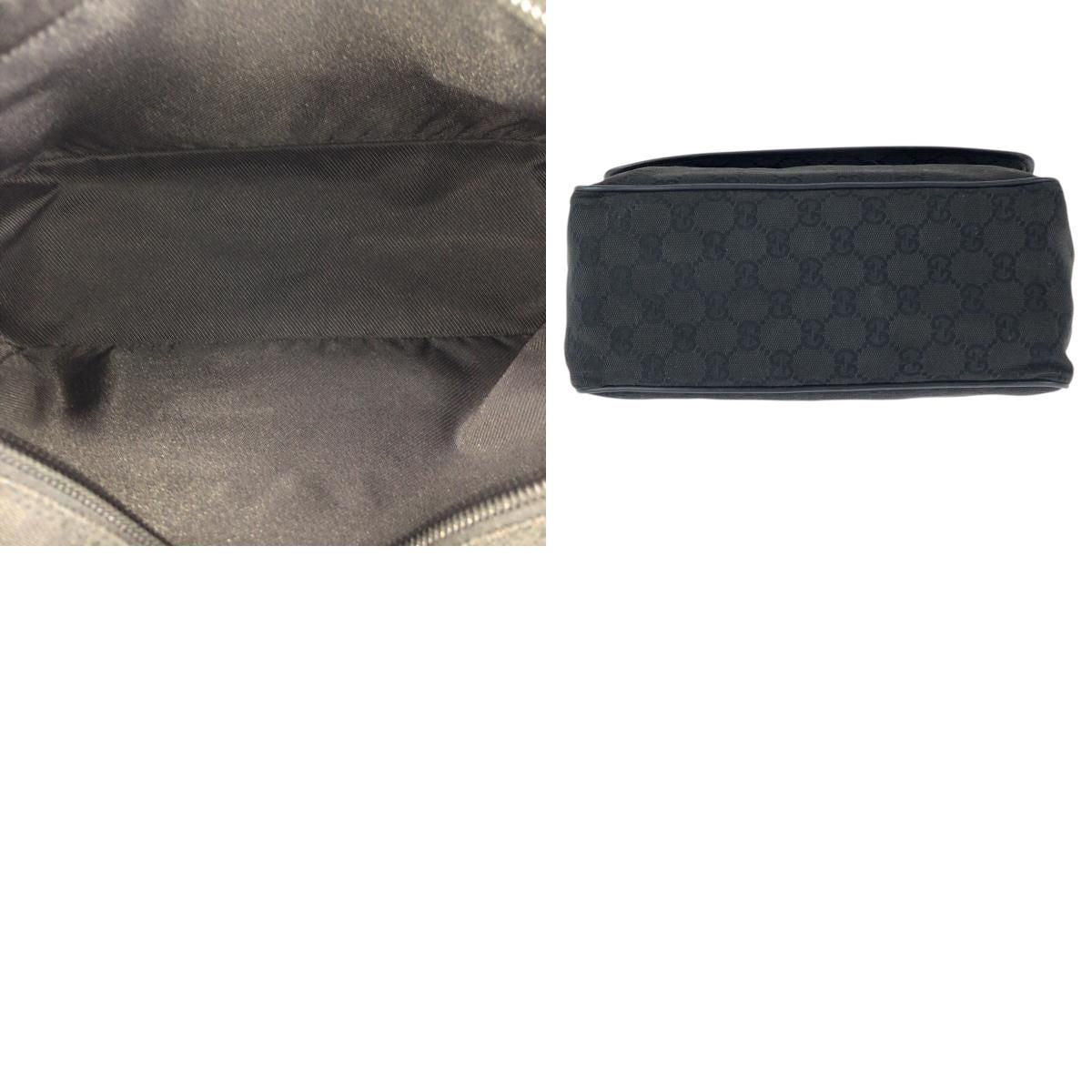 Gucci Black Silver GG Canvas Leather Shoulder Bag — view 9