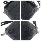Gucci Black Silver GG Canvas Leather Shoulder Bag — view 3