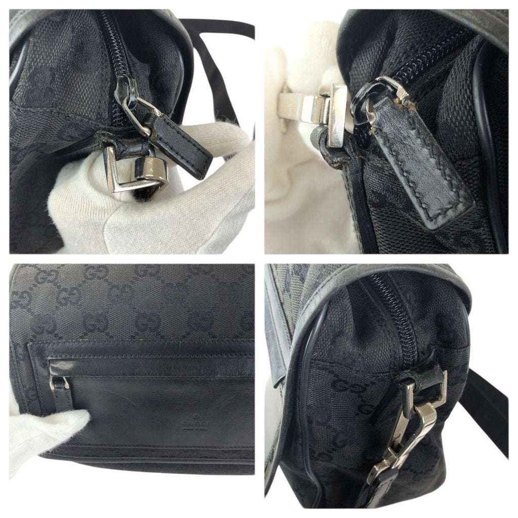 Gucci Black Silver GG Canvas Leather Shoulder Bag — view 5
