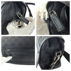 Gucci Black Silver GG Canvas Leather Shoulder Bag — view 5