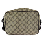 Gucci Beige Dark Brown Silver GG Supreme Canvas Leather Shoulder Bag — view 2