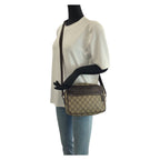 Gucci Beige Dark Brown Silver GG Supreme Canvas Leather Shoulder Bag — view 7