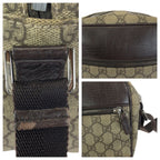 Gucci Beige Dark Brown Silver GG Supreme Canvas Leather Shoulder Bag — view 5