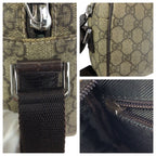 Gucci Beige Dark Brown Silver GG Supreme Canvas Leather Shoulder Bag — view 6