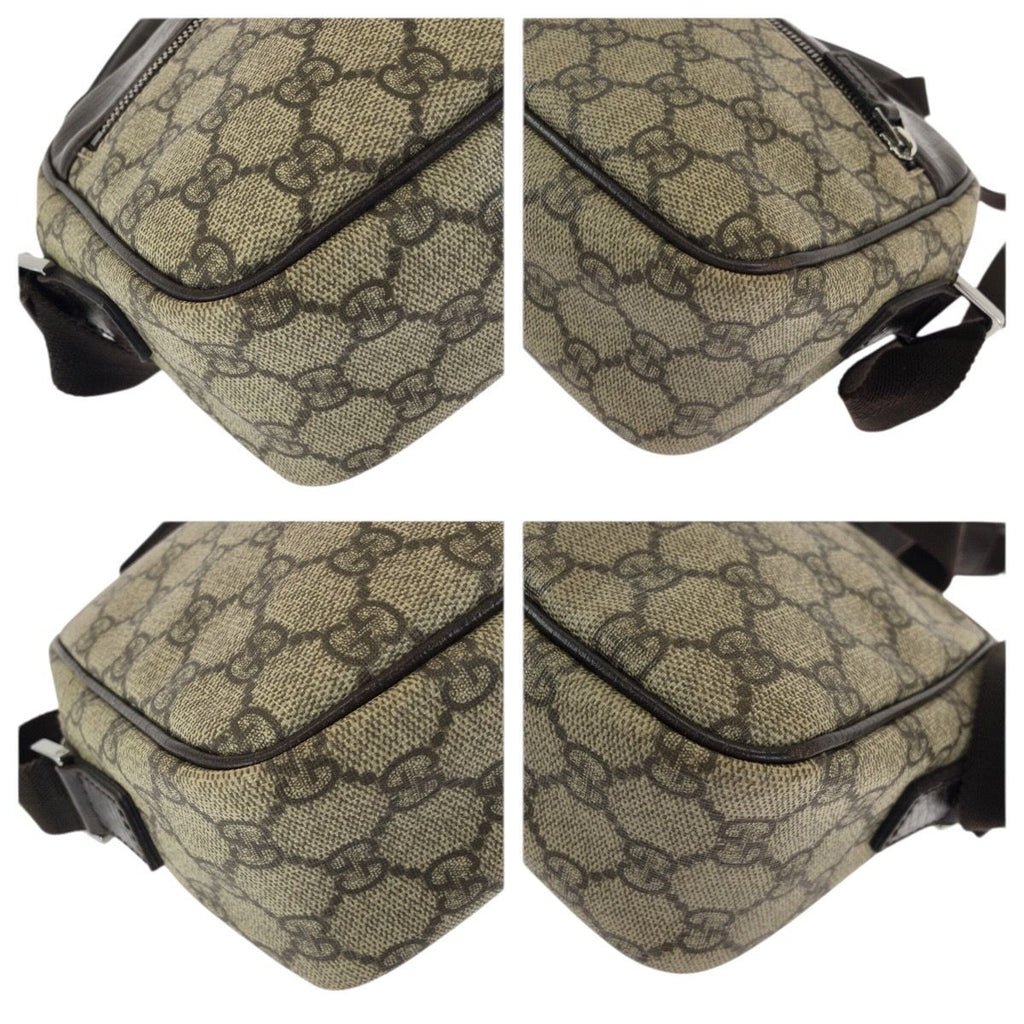 Gucci Beige Dark Brown Silver GG Supreme Canvas Leather Shoulder Bag — view 3