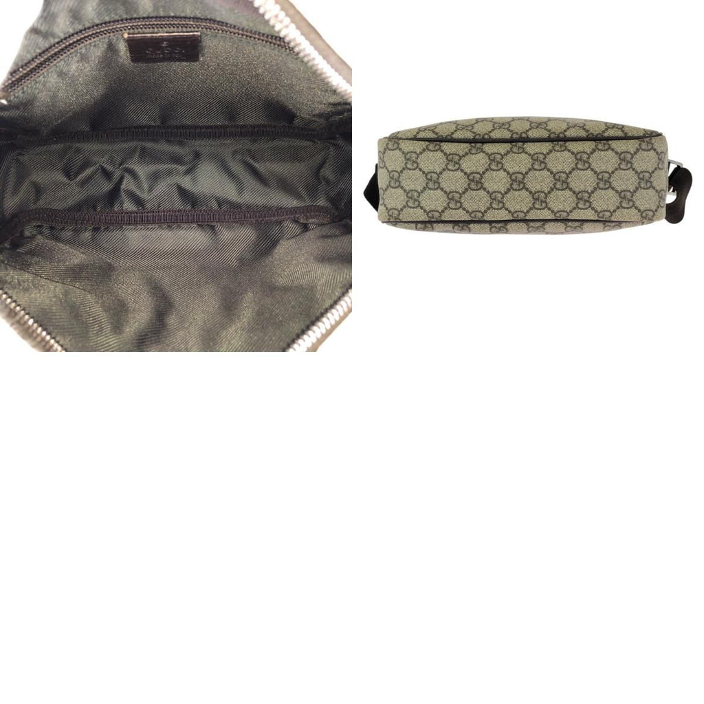 Gucci Beige Dark Brown Silver GG Supreme Canvas Leather Shoulder Bag — view 9