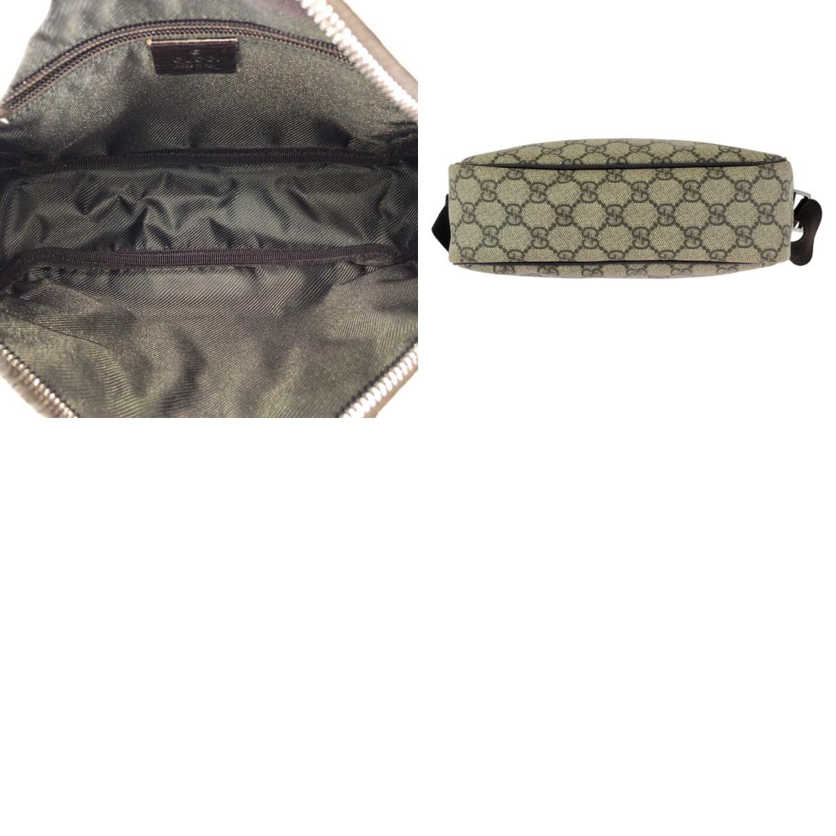 Gucci Beige Dark Brown Silver GG Supreme Canvas Leather Shoulder Bag — view 9