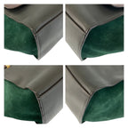 Celine Trapeze Burgundy Gray Green Leather 2-Way Shoulder Bag — view 4