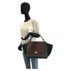 Celine Trapeze Burgundy Gray Green Leather 2-Way Shoulder Bag — view 7