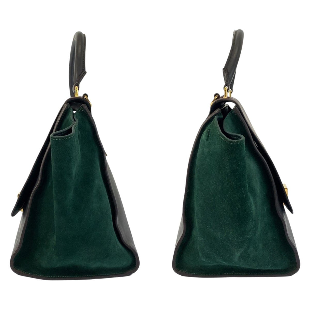 Celine Trapeze Burgundy Gray Green Leather 2-Way Shoulder Bag — view 8