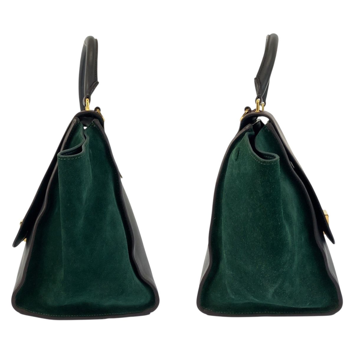 Celine Trapeze Burgundy Gray Green Leather 2-Way Shoulder Bag — view 8