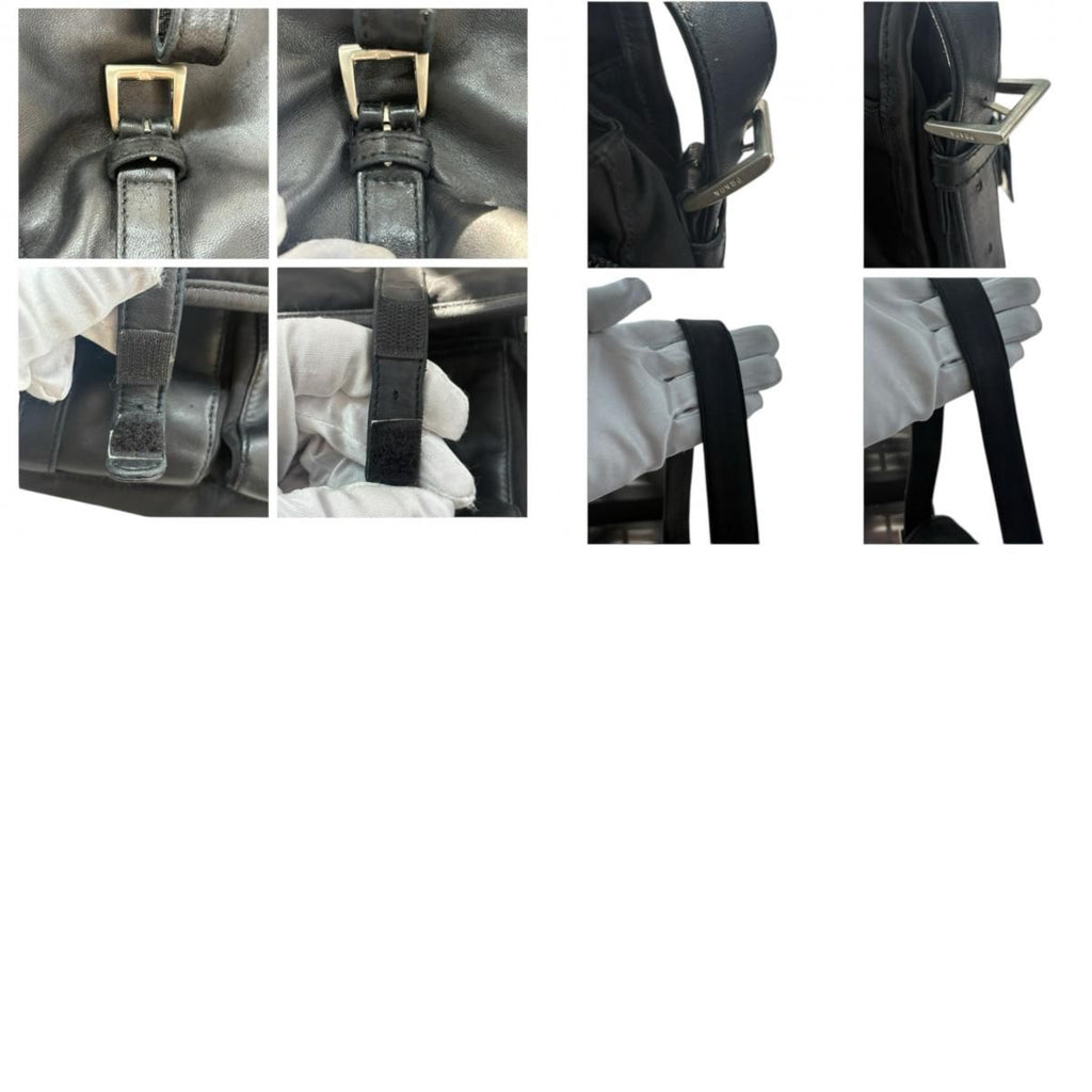 Prada Tessuto Triangle Logo Black Silver Nylon Leather Shoulder Bag — view 9