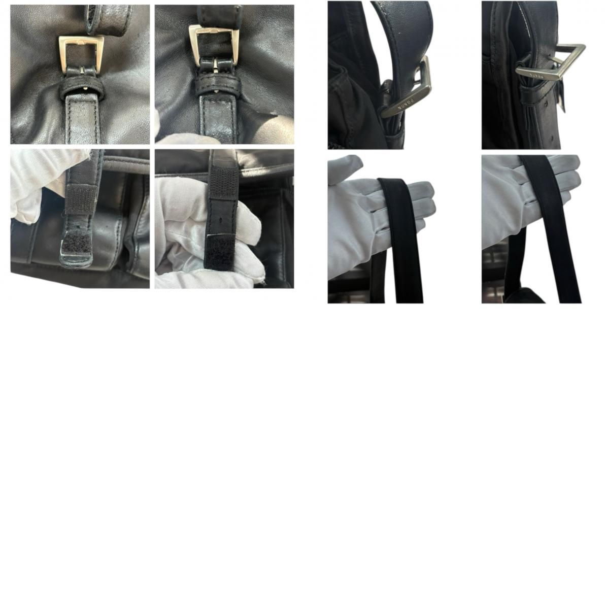 Prada Tessuto Triangle Logo Black Silver Nylon Leather Shoulder Bag — view 9