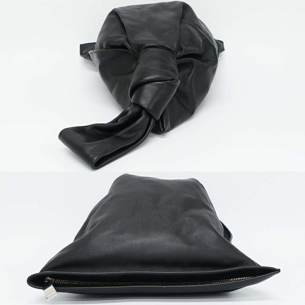 Bottega Veneta Triangle Twist Handbag Black Leather Clutch — view 3