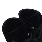 Chanel Lace Up Combat Boots Velvet CC Logo 37C Black — view 5