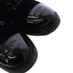 Chanel Lace Up Combat Boots Velvet CC Logo 37C Black — view 4