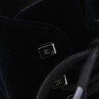 Chanel Lace Up Combat Boots Velvet CC Logo 37C Black — view 6