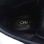 Chanel Lace Up Combat Boots Velvet CC Logo 37C Black — view 8