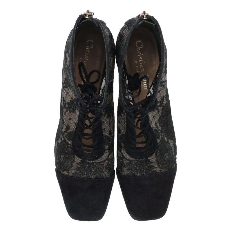 Dior Naughtily-d Flower Lace Short Boots 37.5 Black — view 4