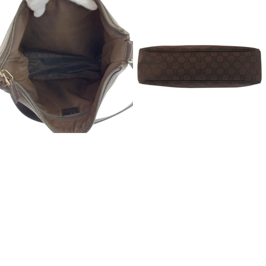 Gucci GG Pattern Brown Gold Nylon Shoulder Bag — view 9