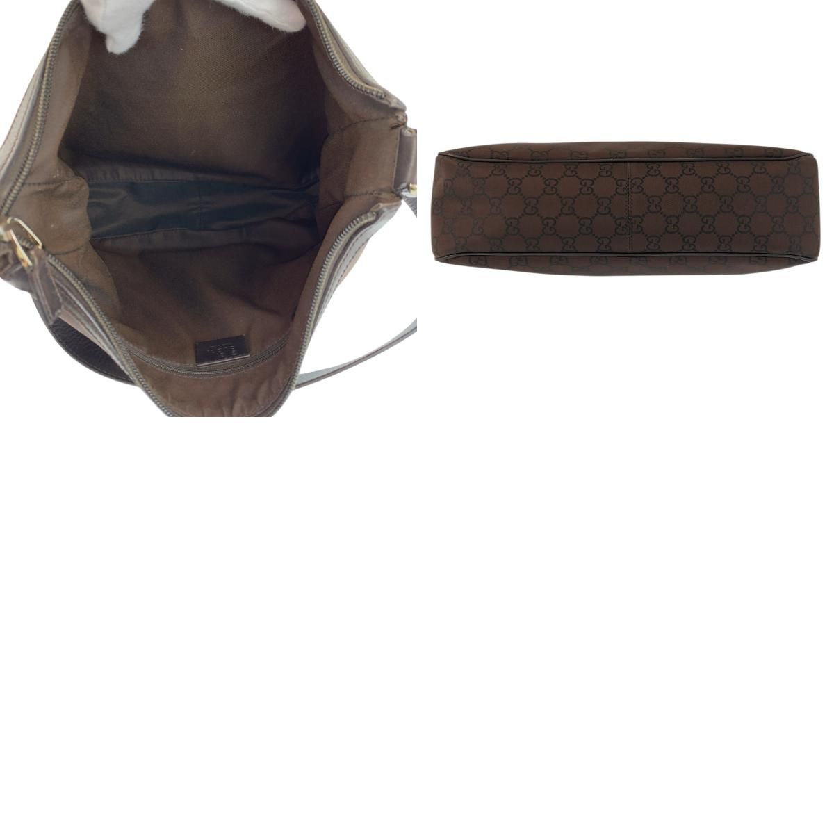 Gucci GG Pattern Brown Gold Nylon Shoulder Bag — view 9