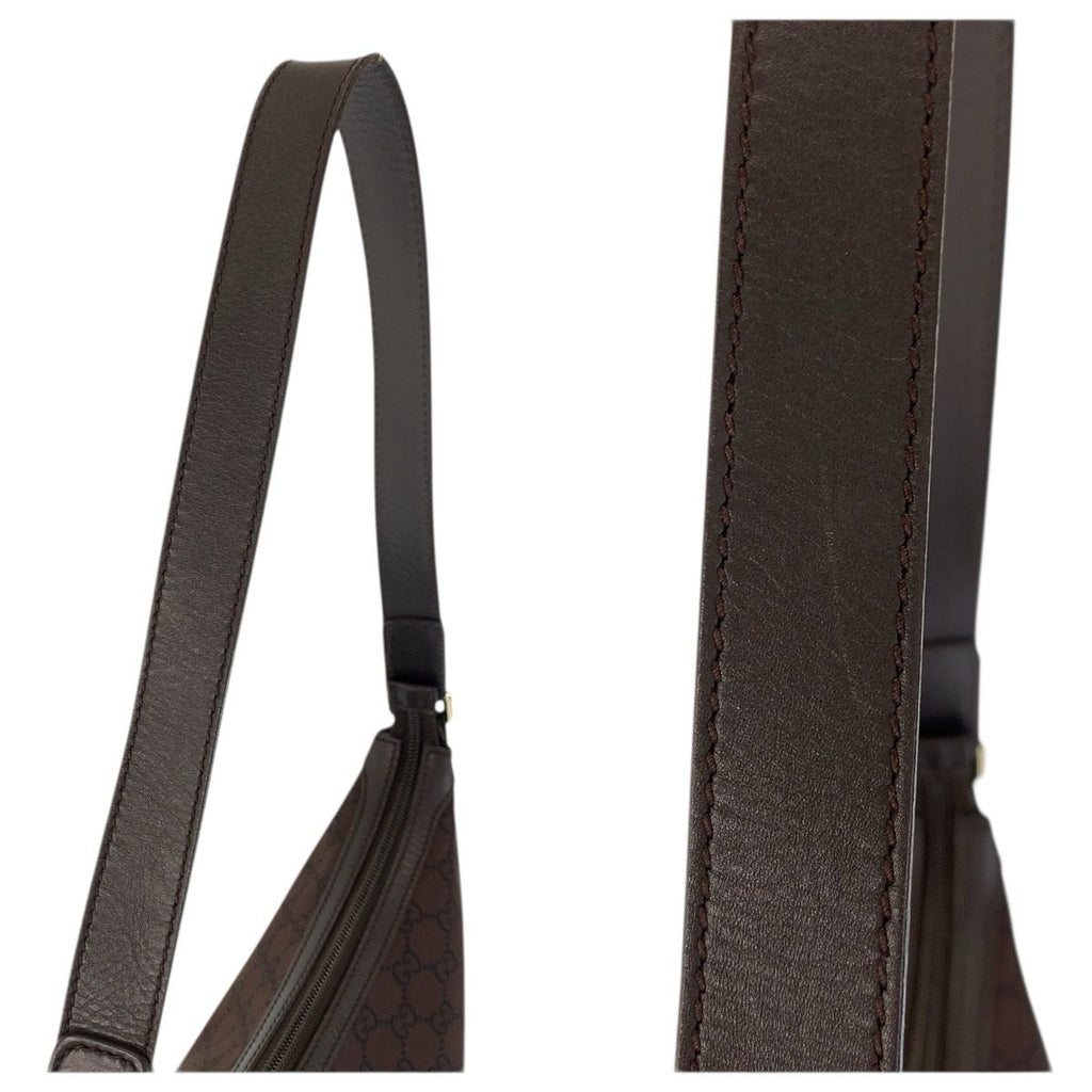 Gucci GG Pattern Brown Gold Nylon Shoulder Bag — view 6
