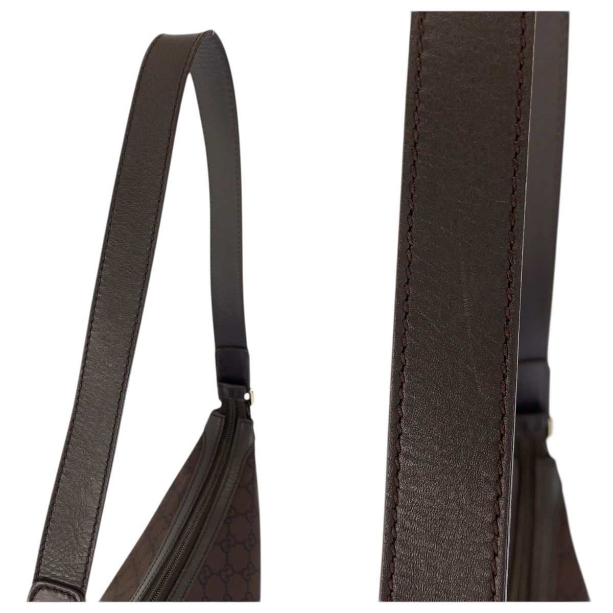 Gucci GG Pattern Brown Gold Nylon Shoulder Bag — view 6
