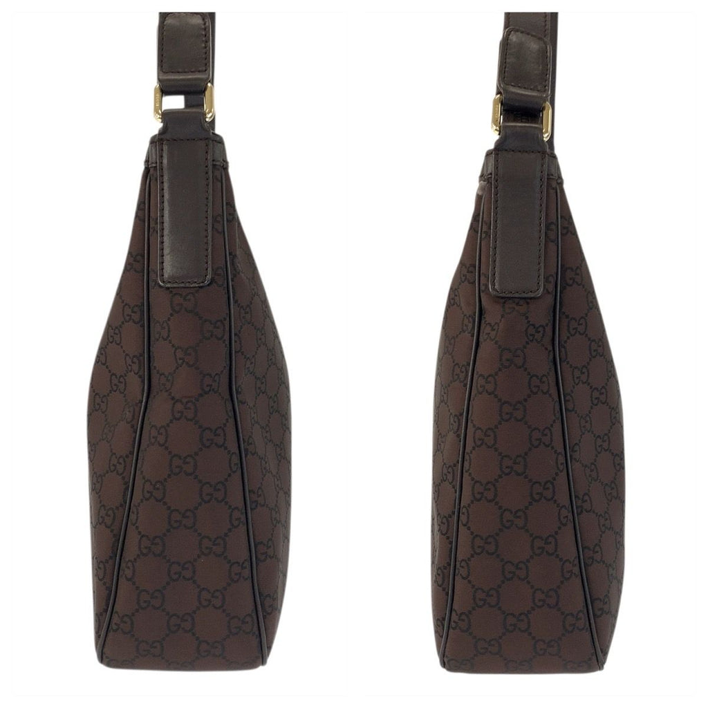 Gucci GG Pattern Brown Gold Nylon Shoulder Bag — view 8